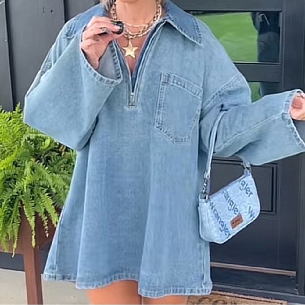 Casual Blue Denim Mini Dress